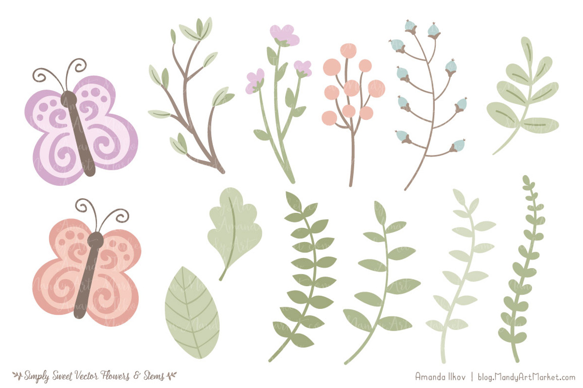 Pastel Flower Clipart & Vectors, an Illustration by Amanda Ilkov (Photo 4 of 4)