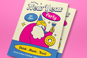 Pink Quirky New Year Party Flyer Set, a Flyer Template by graphicook (Thumbnail 2 of 3)