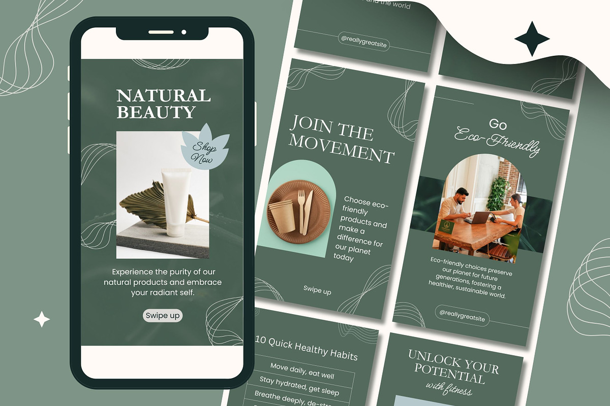 50 Organic Stories Canva Templates, a Templates & Theme by TemplateCastleStore (Photo 2 of 9)