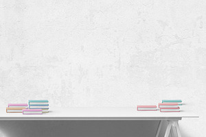blank wall photo - desk books