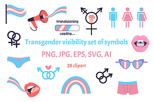 Transgender visibility set of symbol