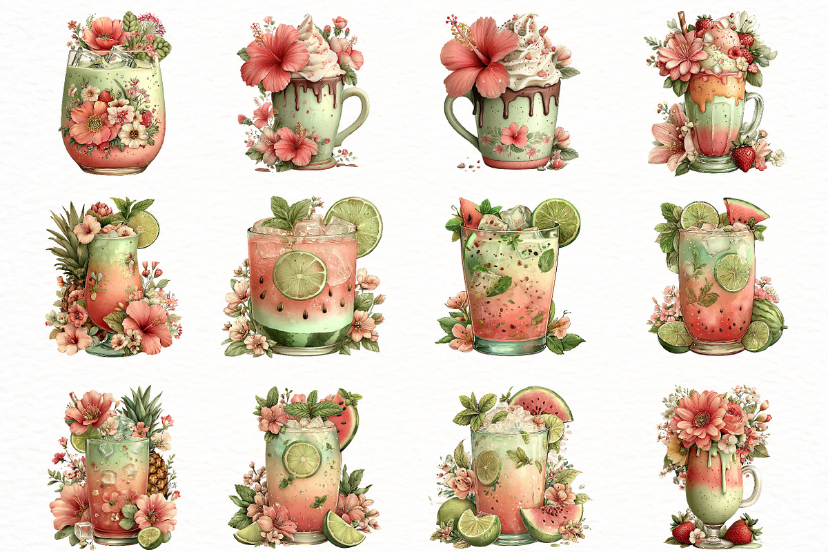 Whimsical summer tropical drink Clip, an Illustration by Designworld (Photo 4 of 6)