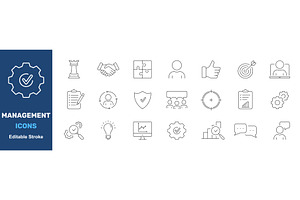 Management And Strategy Icon Set, an Object Illustration by Gentle Studio