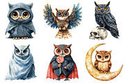 Watercolor Halloween Owl Clipart, an Illustration by Daily.Designs (Thumbnail 5 of 5)