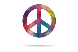 low poly icon colorful peace symbol