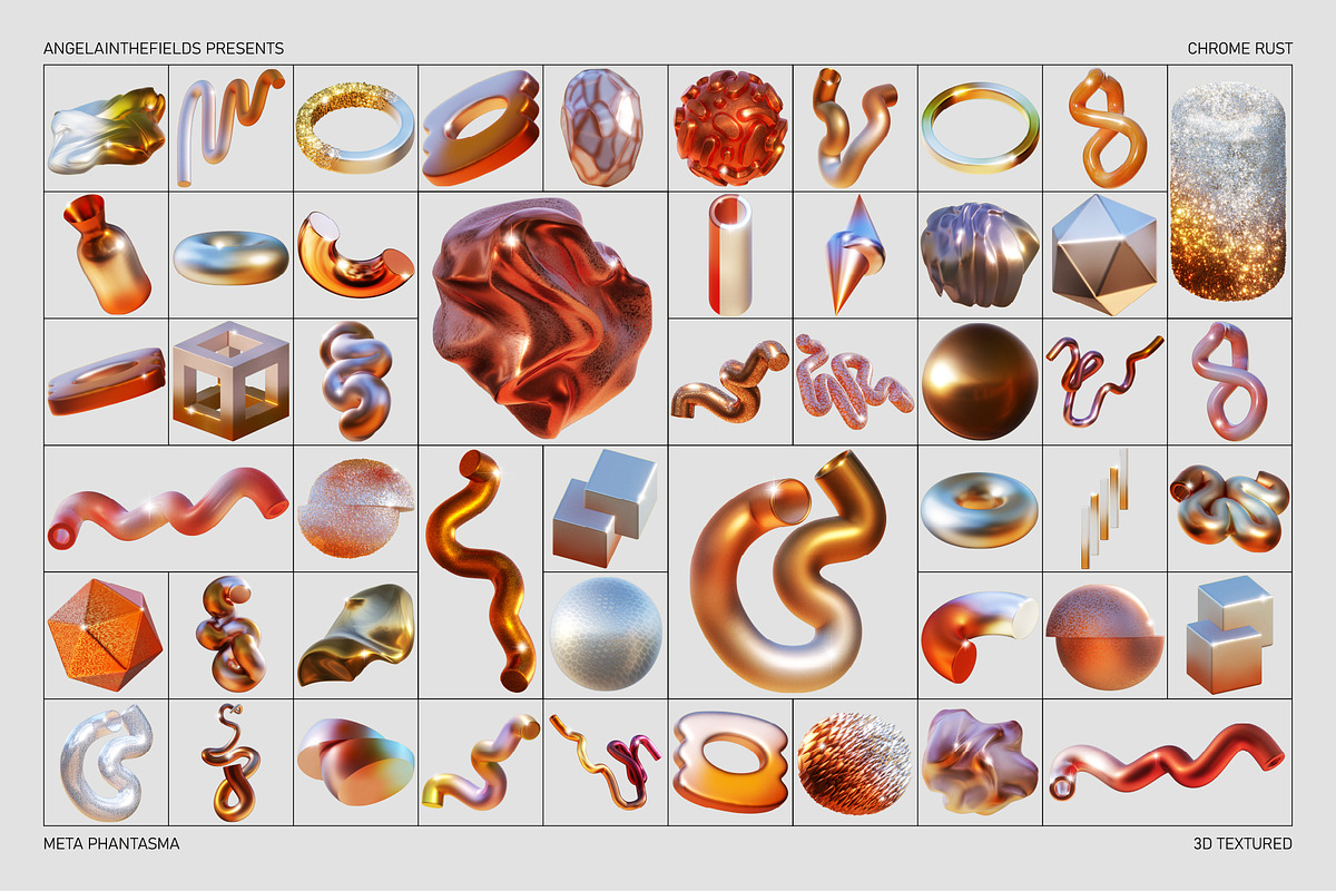 3D CHROME RUST Objects, an Object Graphic by angelainthefields (Photo 5 of 15)