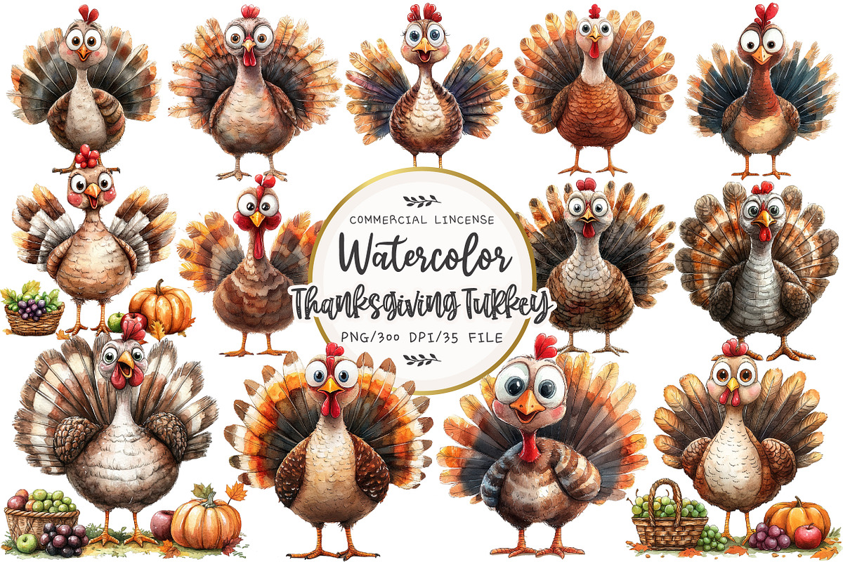 Thanksgiving Turkey Clipart, an Illustration by OK Design (Photo 1 of 5)