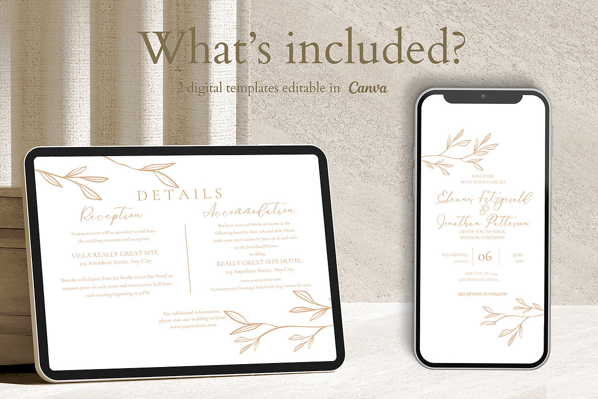 Canva Elegant* Wedding Invitation, an Invitation Template by ElladesignCo (Photo 2 of 4)