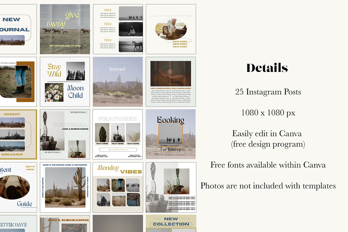 25 Canva Templates for Instagram, a Social Media Template by Wild Wander Collective (Photo 6 of 7)