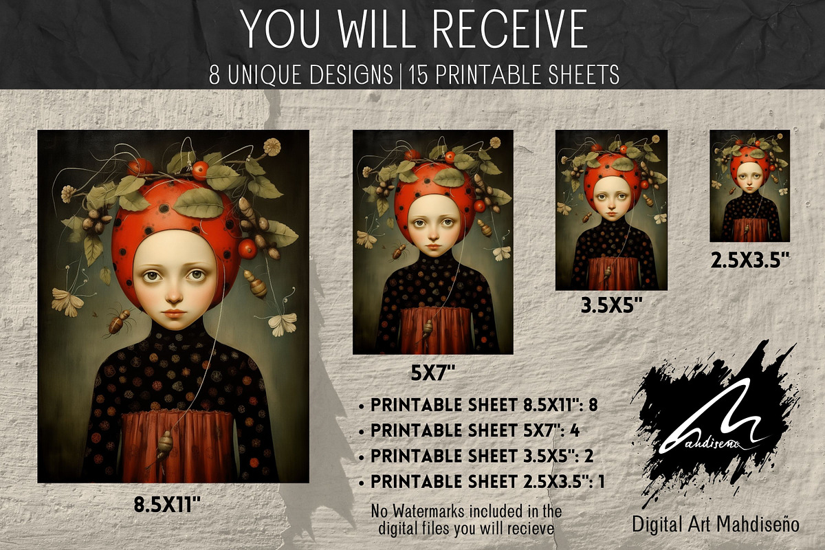 Whimsical Ladybug Girl, Collage Page, a Person Illustration by Digital Art Mahdiseño (Photo 2 of 9)