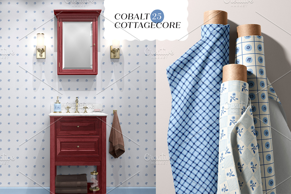 Cobalt Cottagecore.Seamless Patterns, a Pattern Graphic by oxygen_8 (Photo 9 of 10)