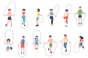 Adults jumping rope training. Men, a Sport Illustration by LadadikArt