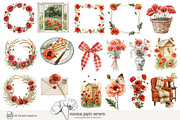 100 watercolour poppy clip art, a Seasonal Illustration by Poppy Lane Studio (Thumbnail 10 of 12)