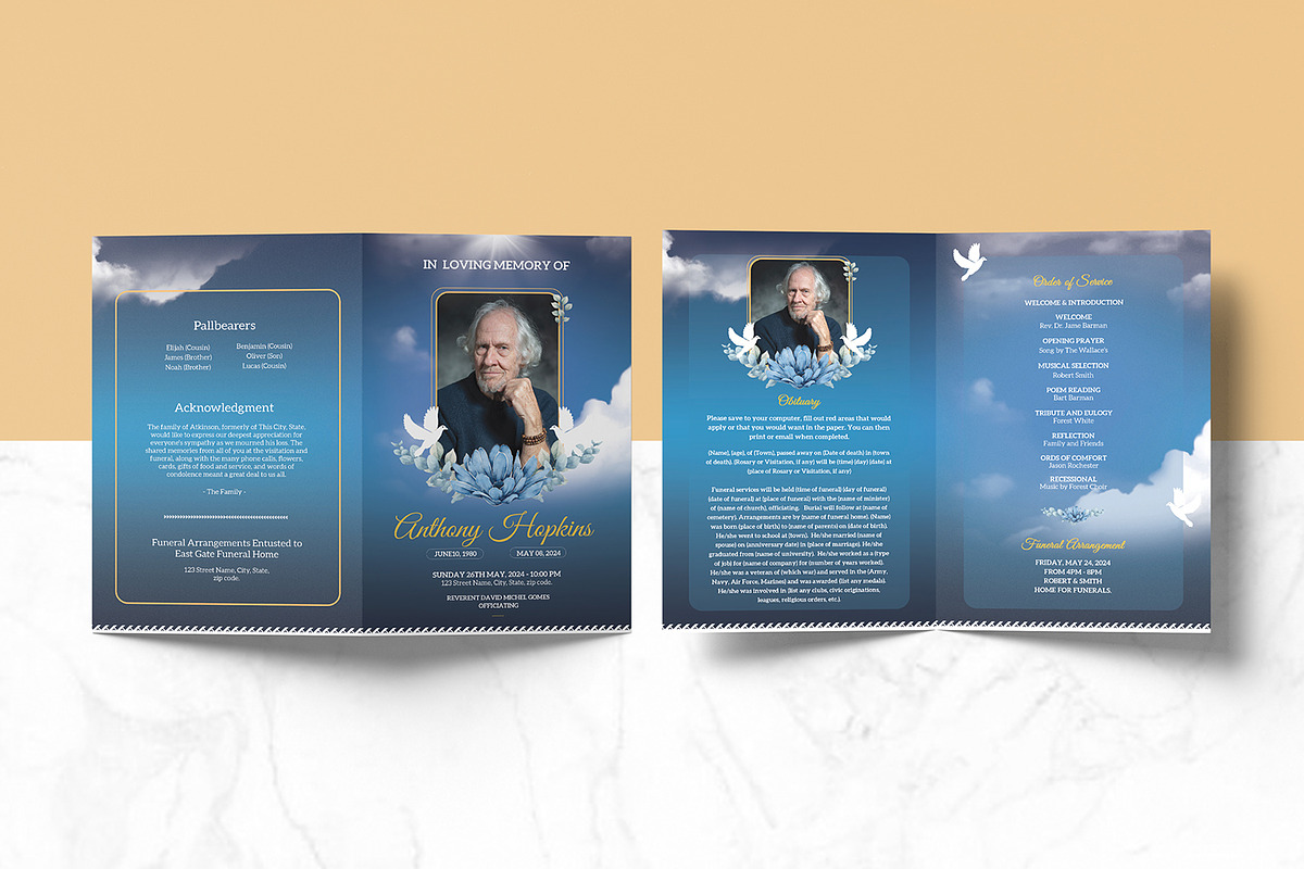 Blue Sky Funeral Program Template, a Brochure Template by Template Shop (Photo 5 of 5)