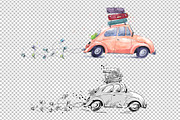 Just married car going on honeymoon, an Illustration by Kamenuka (Thumbnail 2 of 4)