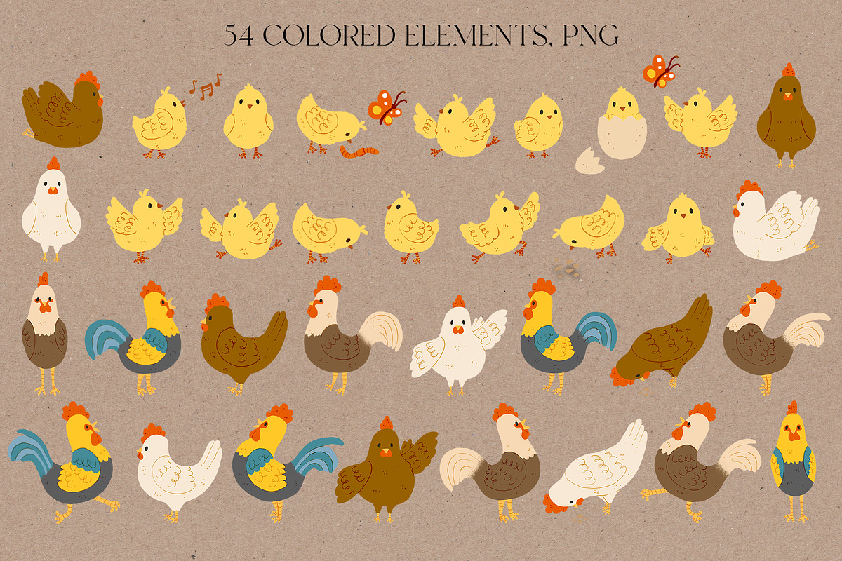 Funny chickens farm clipart, an Animal Illustration by LukaJreym (Photo 2 of 7)