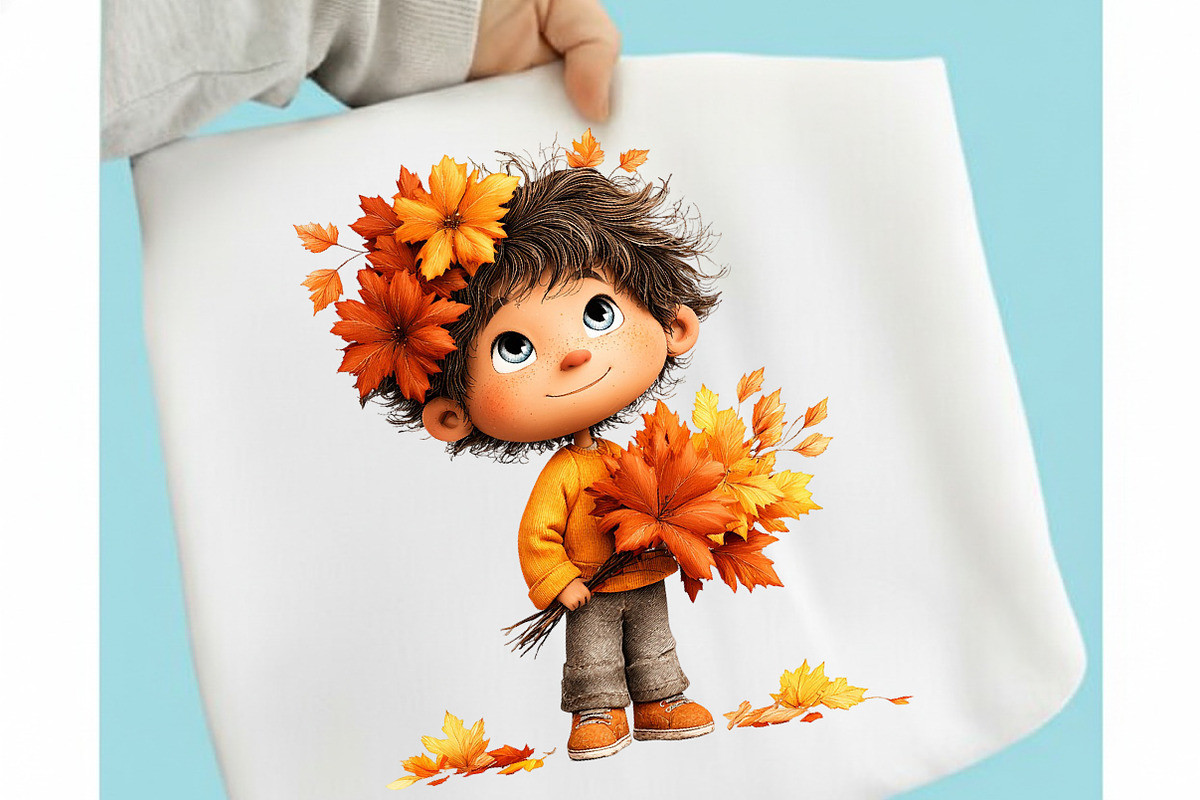 Whimsical Enjoy Autumn Boy Clipart, a Seasonal Illustration by designcity5 (Photo 3 of 5)