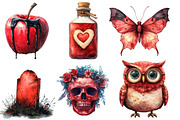 Red Halloween Watercolor Clipart, an Illustration by Designworld (Thumbnail 4 of 5)
