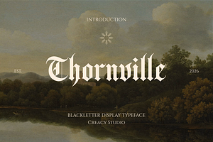 Thornville — Blackletter Display, a Blackletter Font by Creacy Studio