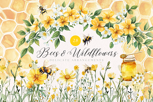 Bees and Wildflowers Clipart