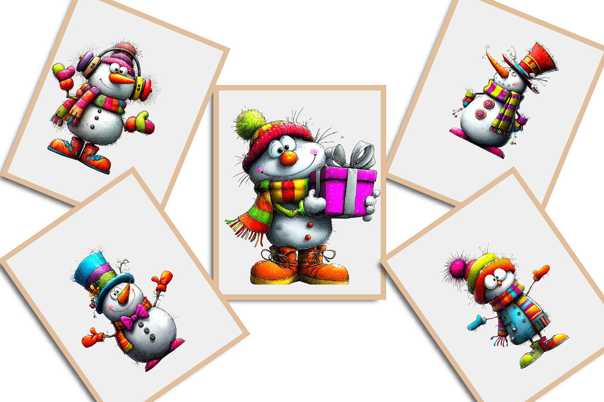 Whimsical Christmas Snowman Clipart, an Illustration by Libby Wishes (Photo 5 of 6)