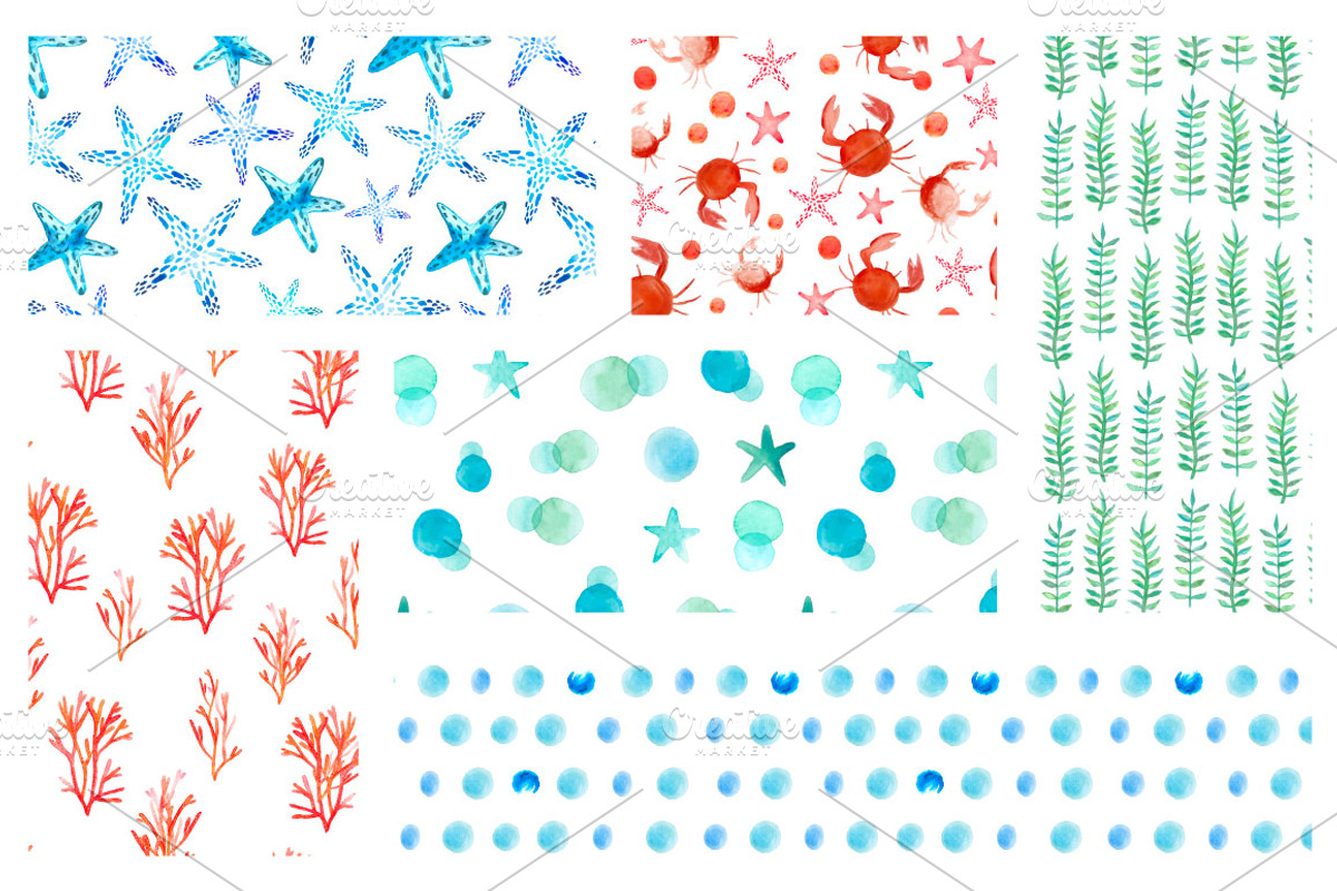 Seaweed watercolor collection, a Pattern Graphic by Katya_lu (Photo 2 of 10)