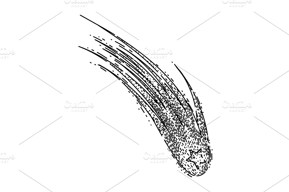 sky shooting star sketch hand drawn, an Illustration by pikepicture