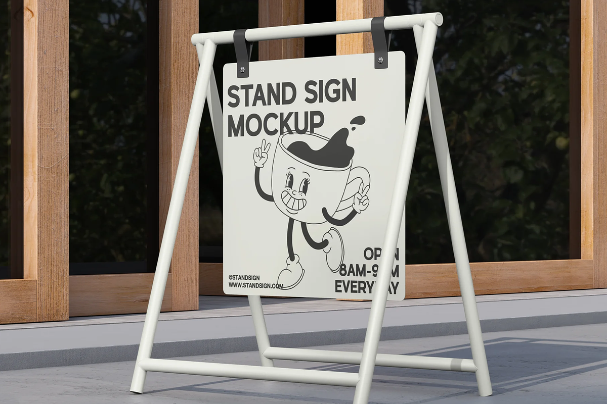 A-Frame Sidewalk Sign Mockup, an Advertising Mockup by graphicsauce (Photo 2 of 3)
