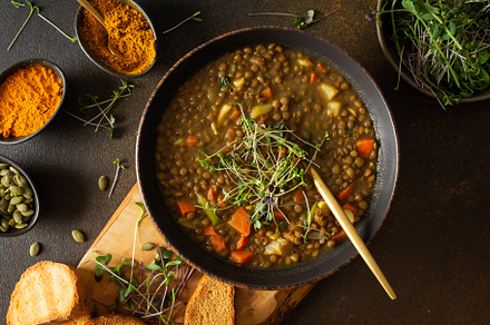 Healthy lentil soup, a Food & Drink Photo by Pandateam
