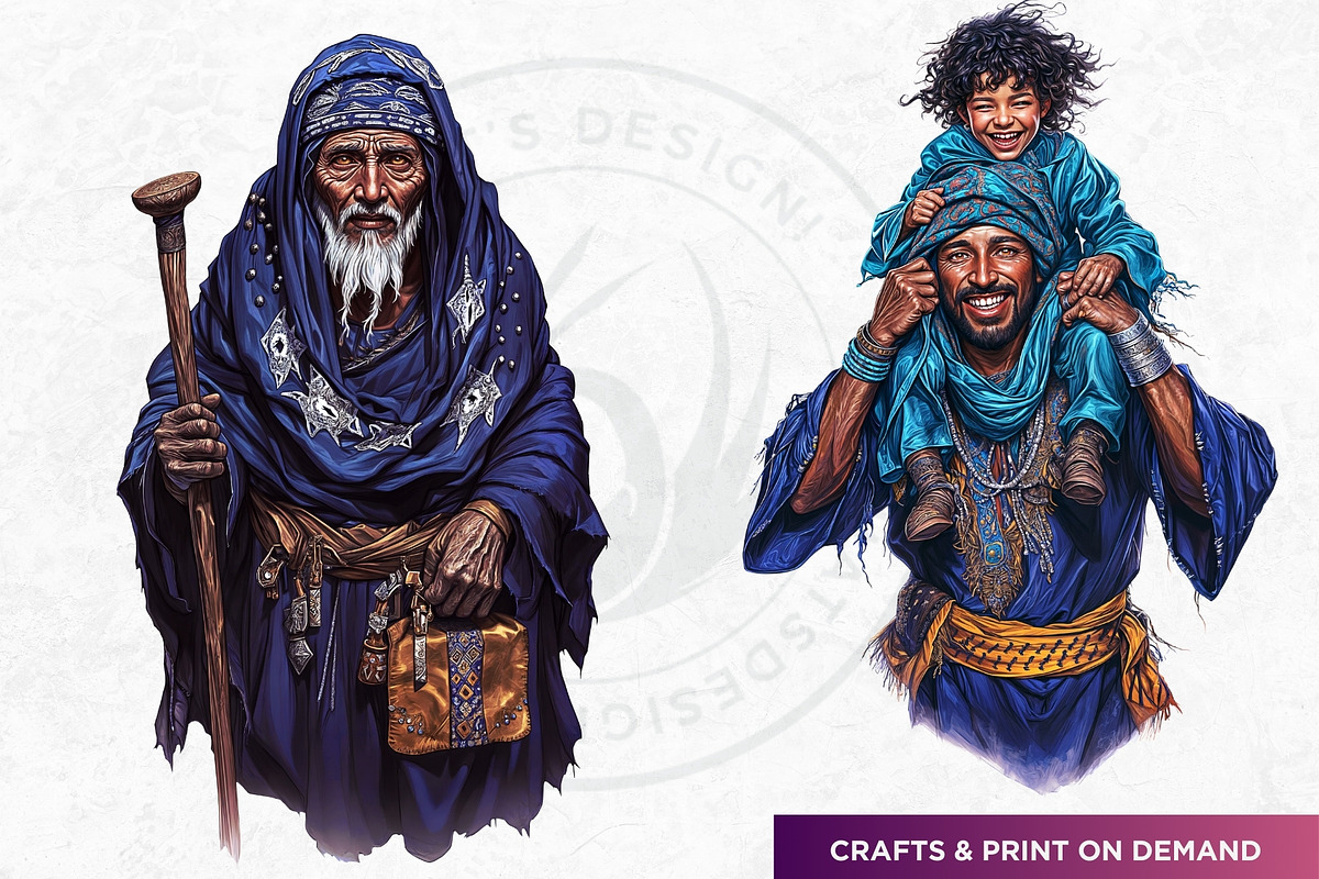 Berber Tuareg Man clipart set, a Person Illustration by ThatsDesignArt (Photo 8 of 10)