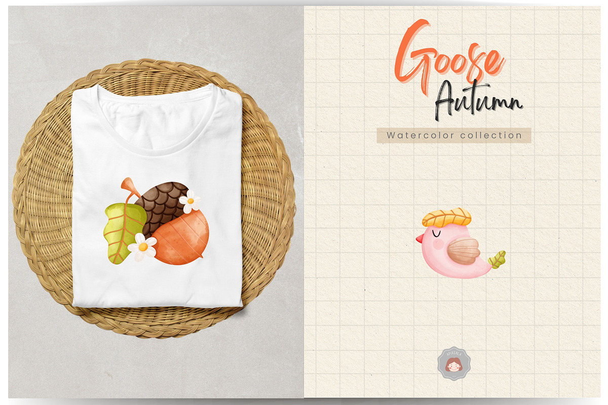 Goose Autumn Watercolor Clipart, an Illustration by Apixsala (Photo 8 of 10)