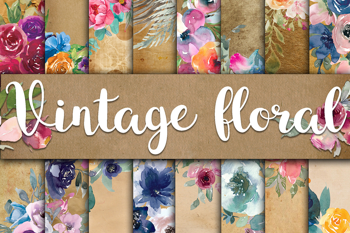 Floral Digital Paper Bundle, a Texture Illustration by OldMarket Designs (Photo 9 of 13)