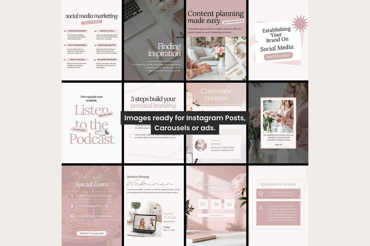 Canva Social Media Template Pink, a Social Media Template by Hayley's Digital Hub (Photo 5 of 7)