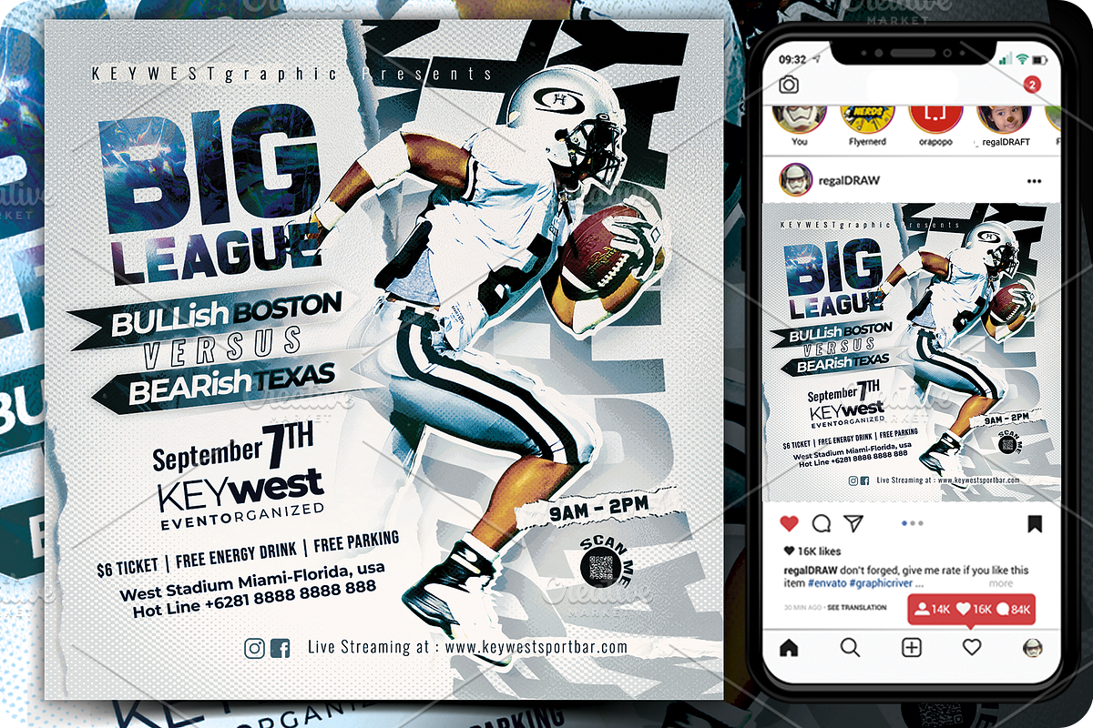 American Football Sport Event Flyer, a Flyer Template by regalDRAW (Photo 1 of 2)