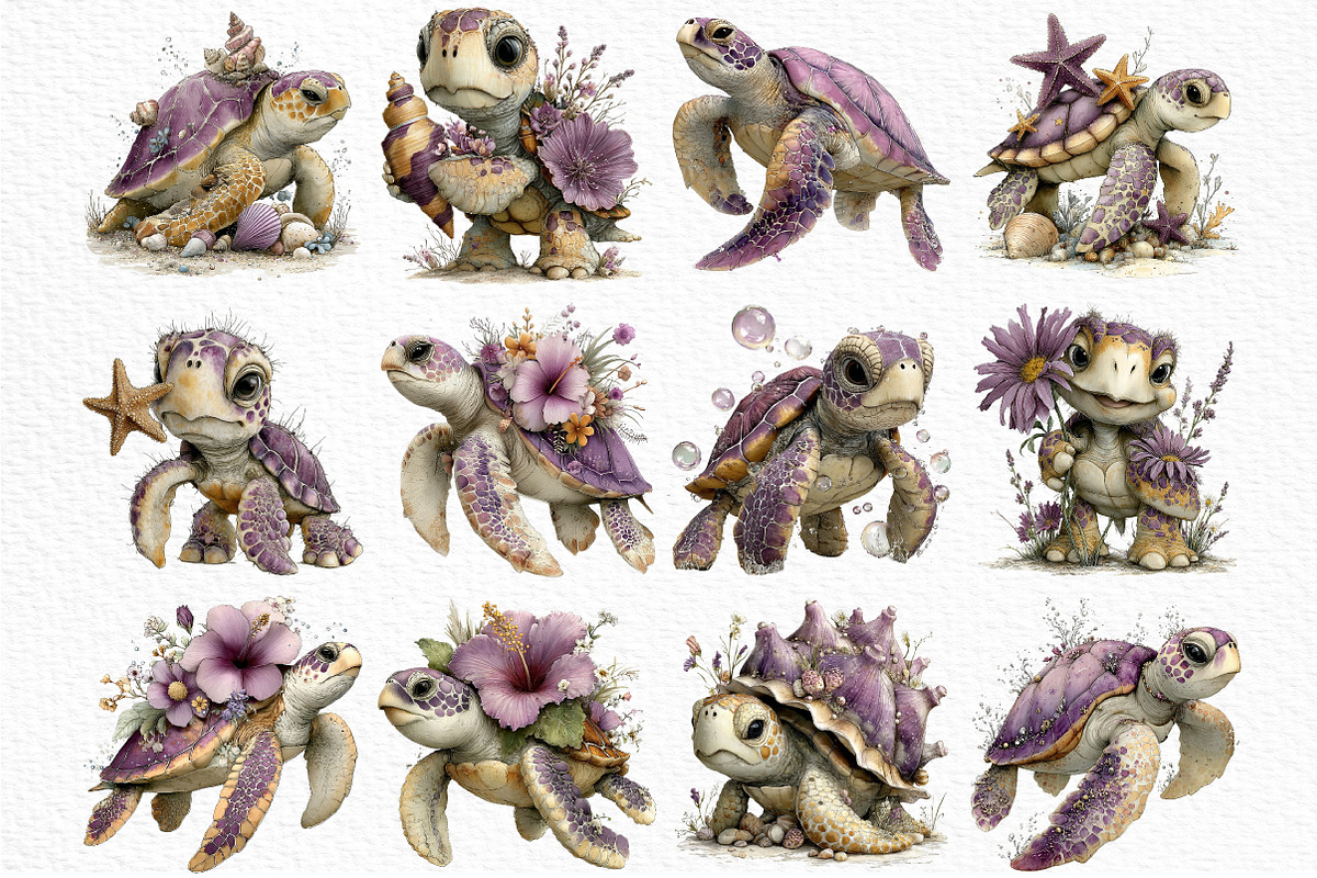 Summer Sea Turtle Clipart, an Illustration by Craft Nest (Photo 6 of 12)