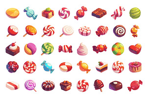 Candy Cartoon Icons Set Simple Style, an Object Illustration by LadadikArt