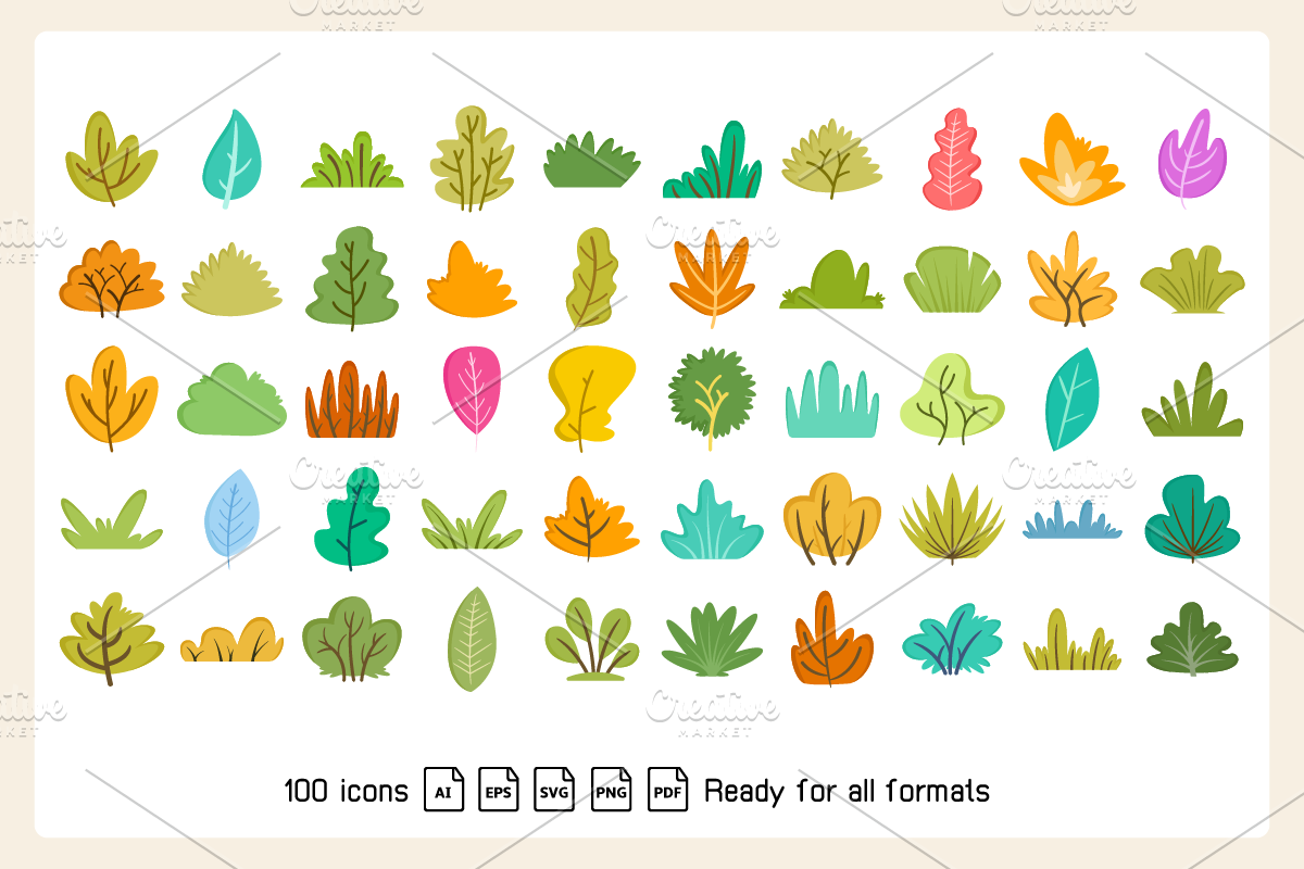 Bundle of Plant, Bush & Leaf Clipart, an Illustration by Designfour (Photo 2 of 6)