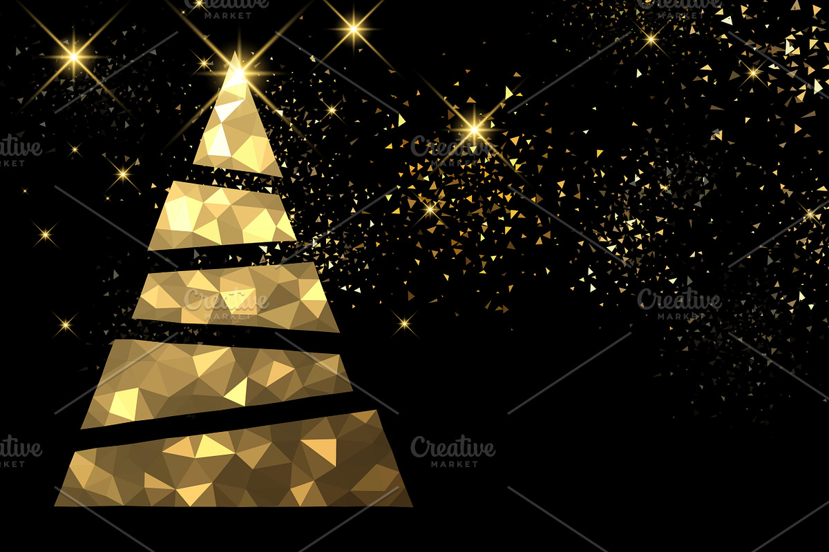 Golden Christmas trees set, a Decorative Illustration by Vjom (Photo 6 of 12)