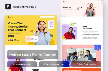 Podcast Framer Website, a Landing Page Template by Stylin Studio