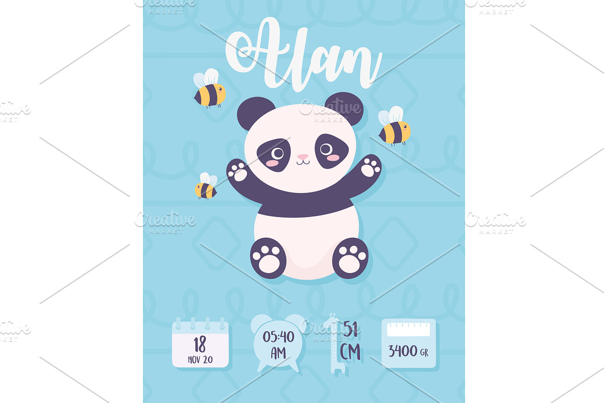 panda newborn metric, an Object Illustration by studiogstock