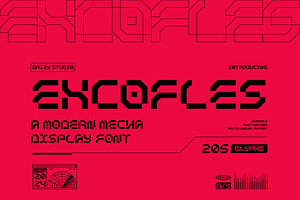 Excofles – Modern Mecha Display Font, a Sans Serif Font by Drizy