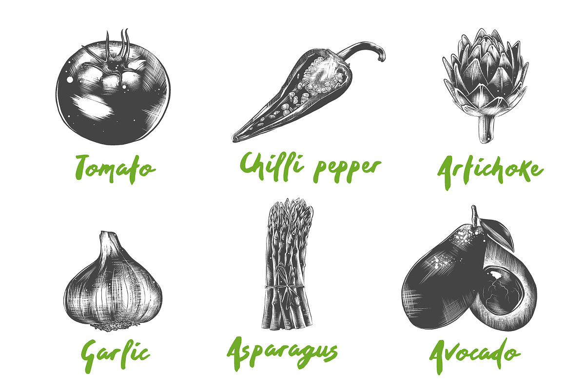 Set of 42 healthy food objects, a Decorative Illustration by Akimo Mia (Photo 2 of 9)