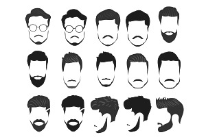 Mens Heads, Hair & Beards Set 2