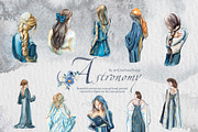 Watercolor Astronomy Clipart Set, a Person Illustration by ArtCreationsDesign (Thumbnail 2 of 9)