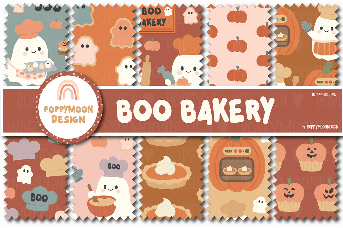 Boo Bakery clipart & pattern set, an Illustration by Poppymoondesign (Photo 2 of 5)