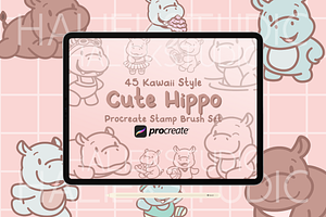 Hippo Procreate Stamp Brush Set