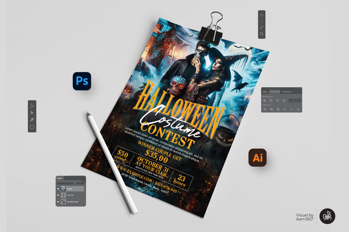 Halloween Costume Contest Bundle, a Flyer Template by Aam360 (Photo 3 of 9)