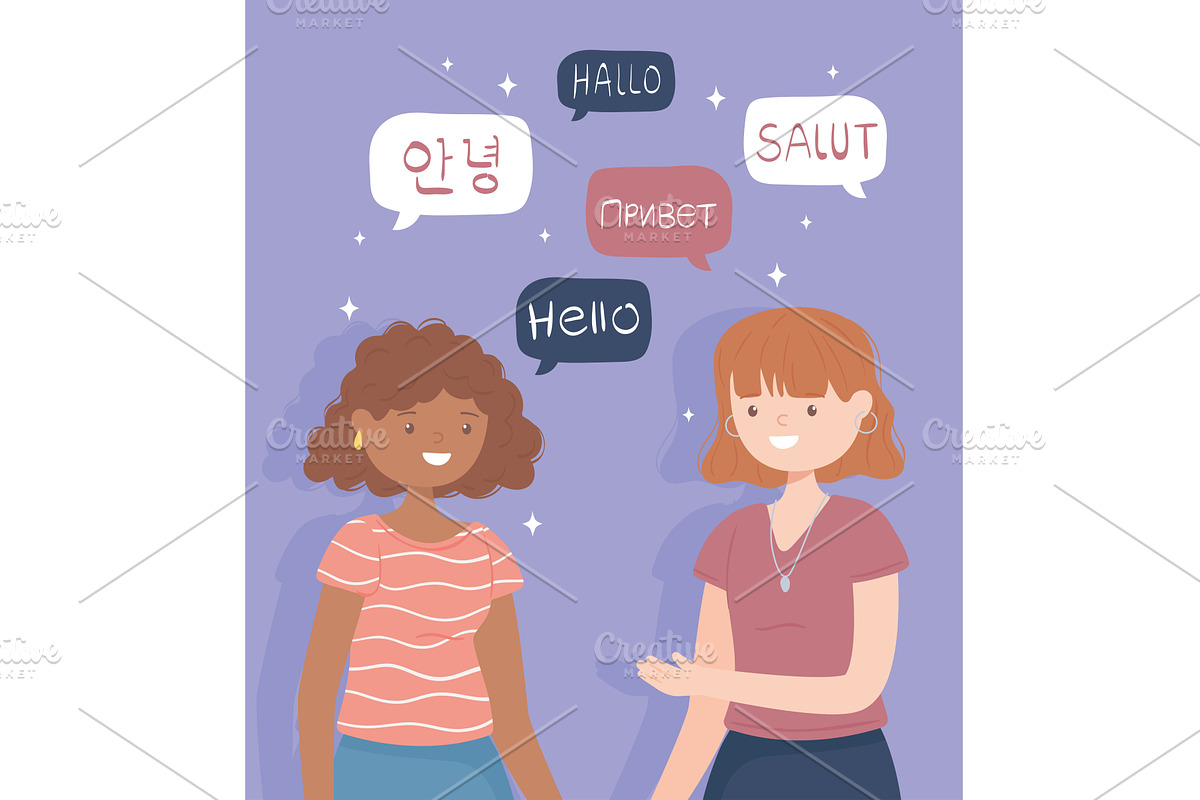 girls saying hello, a Person Illustration by studiogstock
