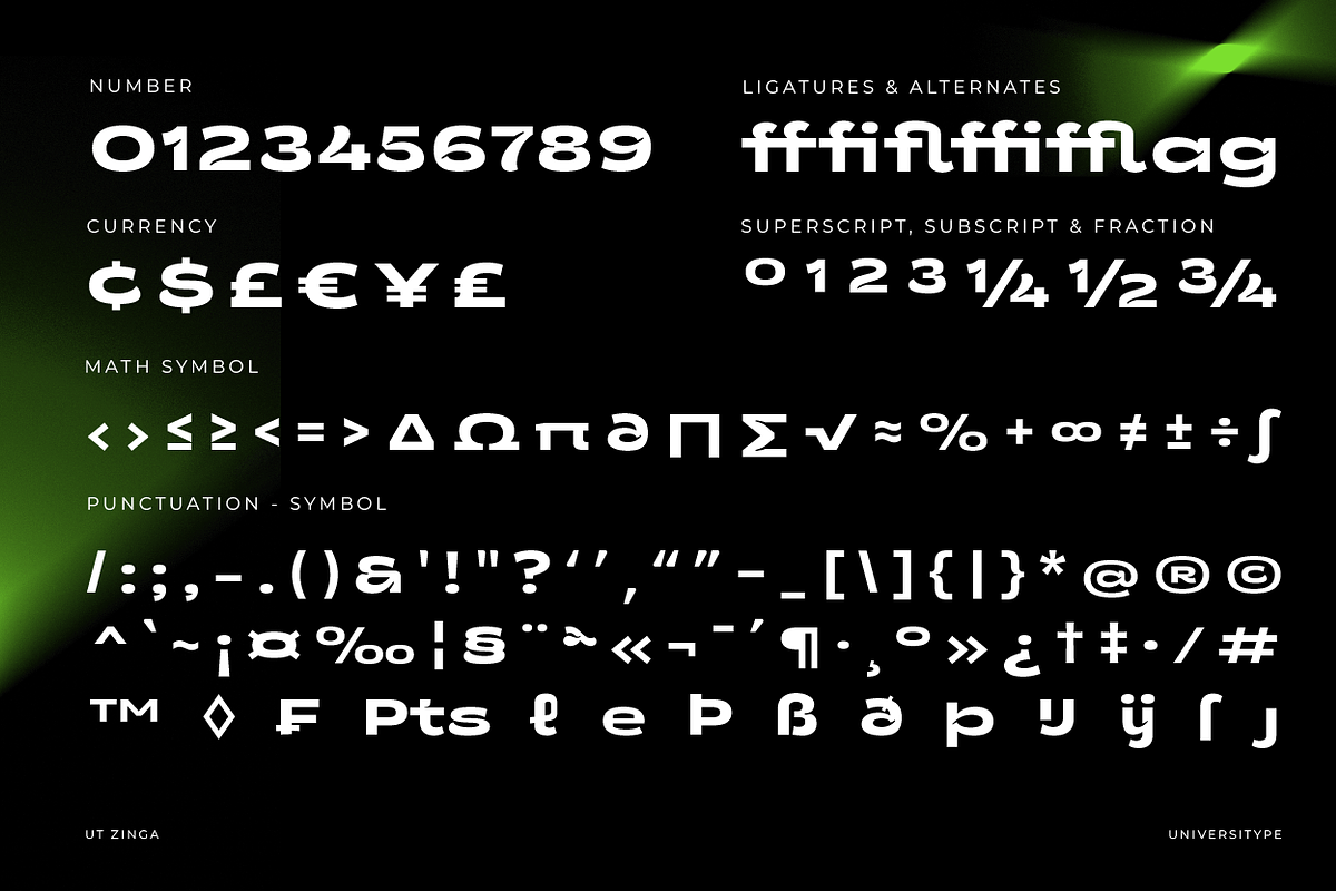 UT Zinga - A Stylish Expanded Font, a Sans Serif Font by Universitype (Photo 5 of 15)
