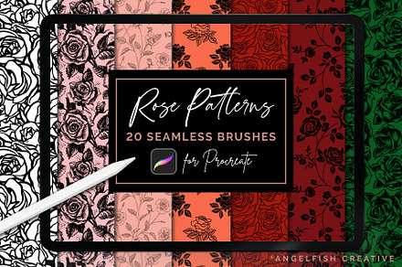 Rose Patterns Procreate Brush Set, a Brush Add-On by AngelfishCreative